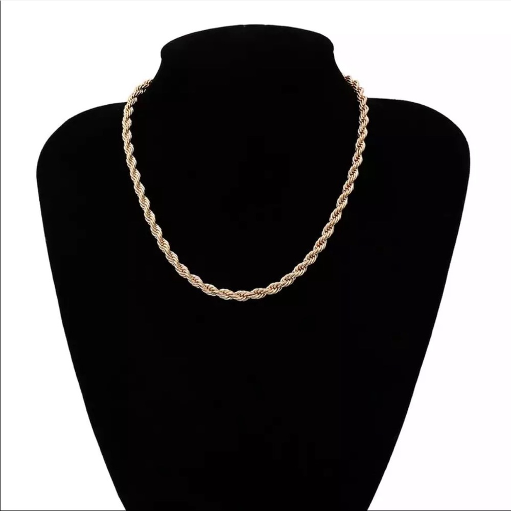 20”NEW GOLD CUBAN TWISTED CHOKER NECKLACE - Picture 5 of 9